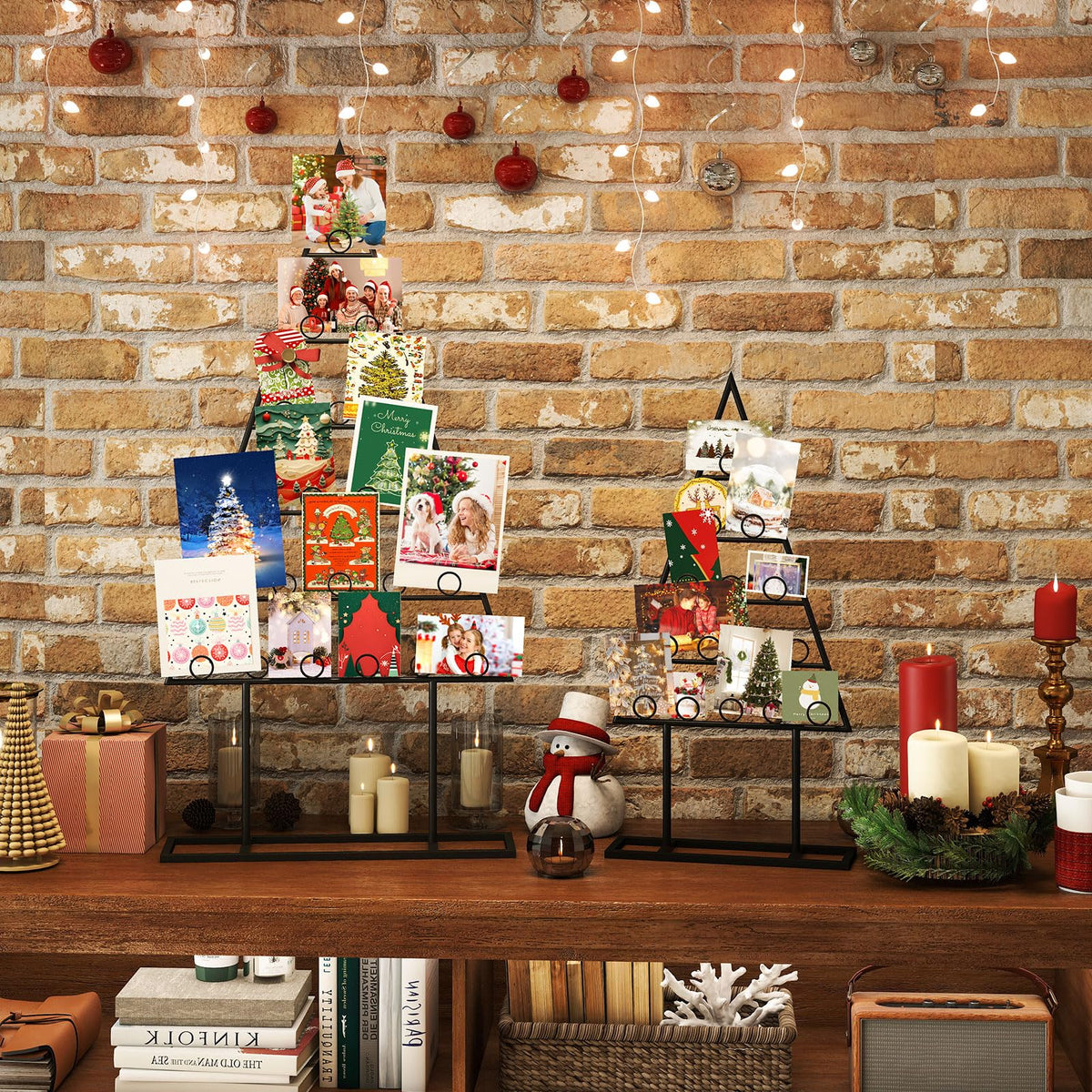 Goflame 2 Pack Christmas Tree Photo Holder with 36 Round Clips