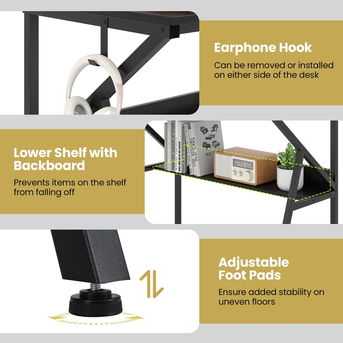 Goflame Space Saving Computer Desk with Monitor Stand and Extra Storage Shelf for Work Study