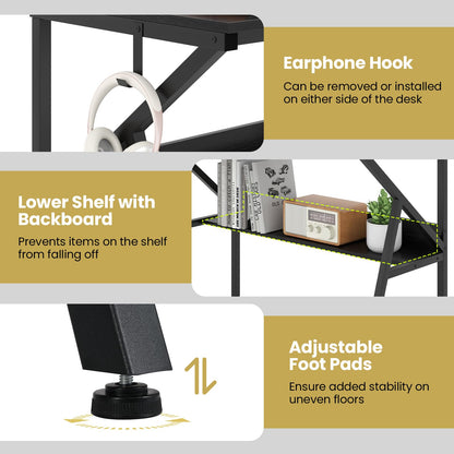 Goflame Space Saving Computer Desk with Monitor Stand and Extra Storage Shelf for Work Study