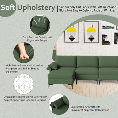 Goflame 130.5" L Convertible Sofa Couch, Sectional Sleeper