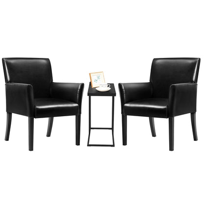 Goflame Reception Guest Chairs and C-Shaped End Table 3Pcs Set