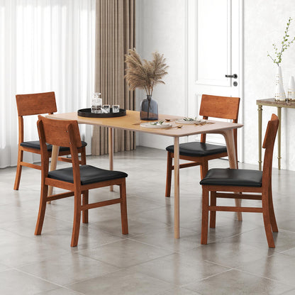 Goflame Wooden Dining Chairs Set Kitchen Side Chairs w/Rubber Wood Legs Faux Leather Upholstered Seat