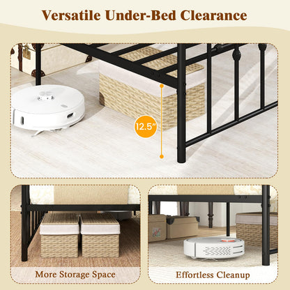 Goflame Twin Bed Frames with Headboard and Footboard, Victorian Style Twin Platform Bed