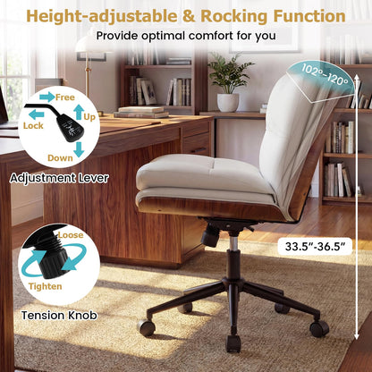 Goflame Armless Office Chair with Wheels for Home Office & Bedroom