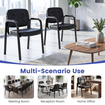 Goflame Leather Office Reception Chairs with Padded Armrests