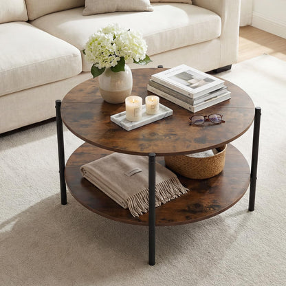 Goflame 33.5" Small Center Table with Open Storage Shelf and Heavy-Duty Metal Frame