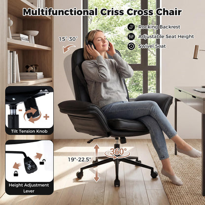 Goflame Criss Cross Chair with Armrests & Wheels