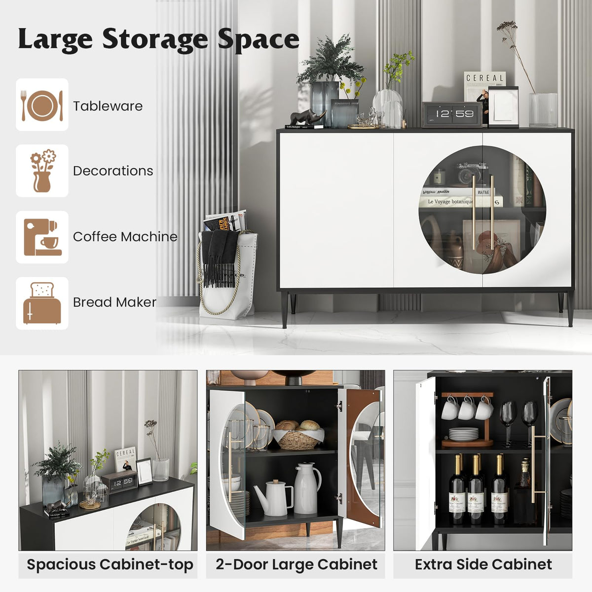 Goflame Large Buffet Cabinet with Storage