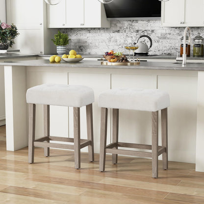 Goflame Sherpa Bar Stools, 24" Counter Height Kitchen Bar Stools with Cushioned Seat