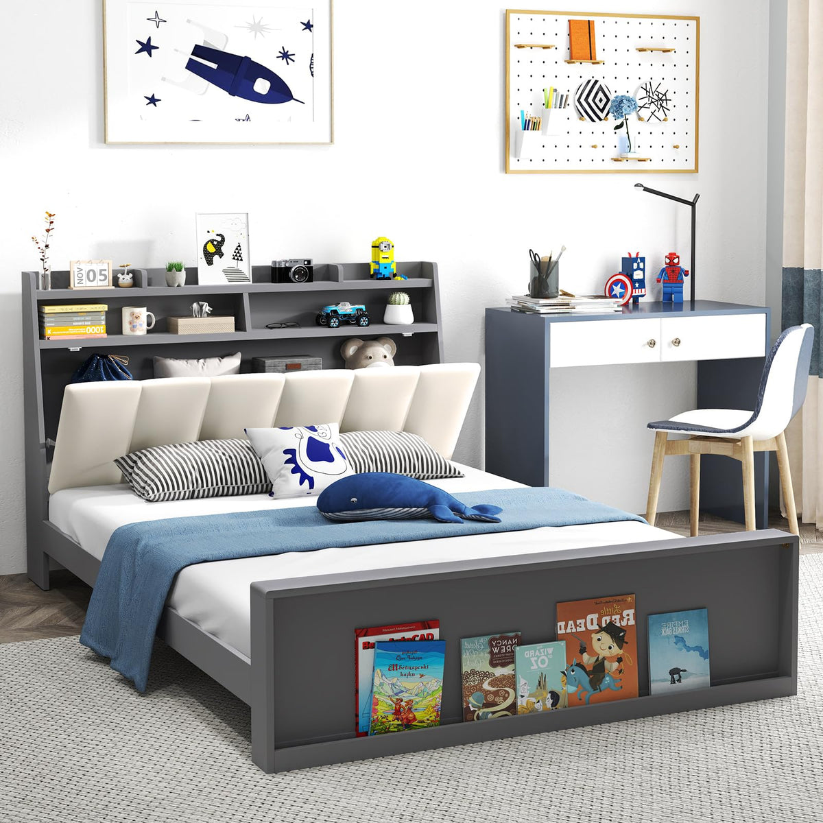 Goflame Full Size Bed Frame with Storage