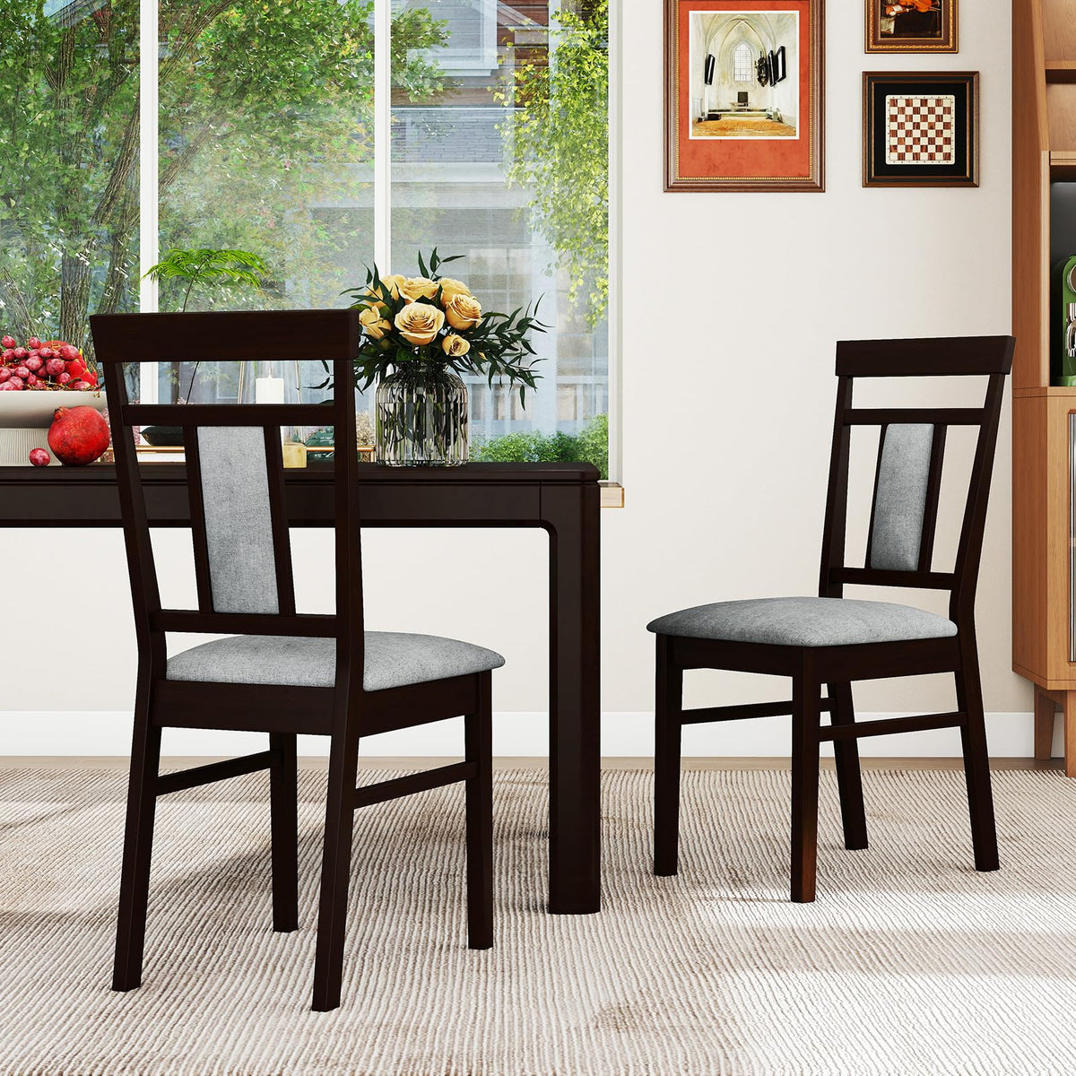 Goflame Wooden Dining Chairs Set for Dining Room Living Room