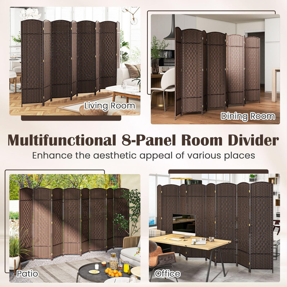 GOFLAME 8 Panel Room Divider for Room Separation