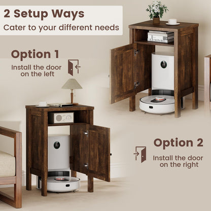 Goflame Robot Vacuum Storage Cabinet with Door and Open Shelf for Living Room Bedroom