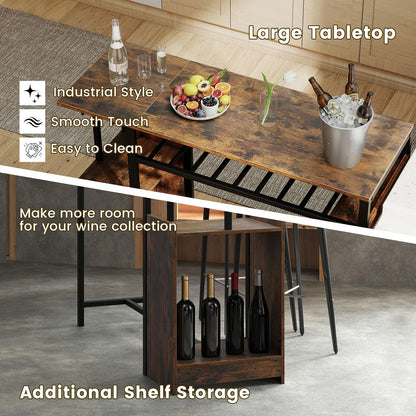Goflame Rectangular Bar Table with Charging Station and LED Light