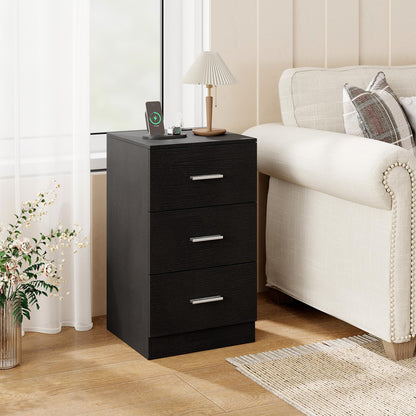 Goflame Night Stand with Charging Station - 26’’ Tall Side End Table