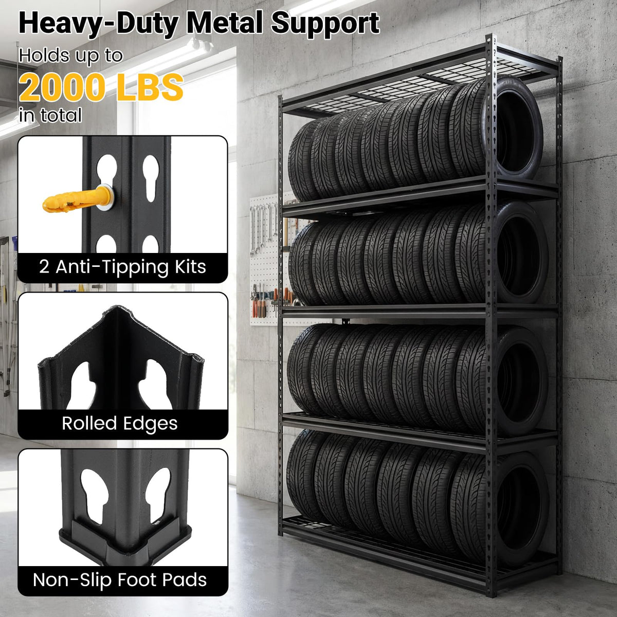 Goflame 5-Tier Metal Storage Shelves(1/2/3/4,36" L x 18" W x 72" H)
