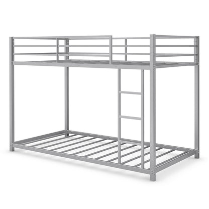 Goflame Metal Bunk Bed Twin Over Twin, Low Profile Bunk Bed Frame with Ladder & Full Length Guardrail