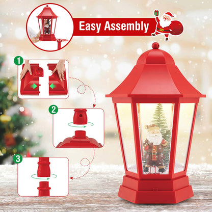 Goflame 2-in-1 Musical Lamp Post & Snow Globe Lantern (Snowing Santa)