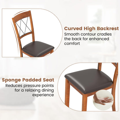 Goflame Wooden Armless Kitchen Chairs Set of 2/4 w/Elegant Hollowed Backrest