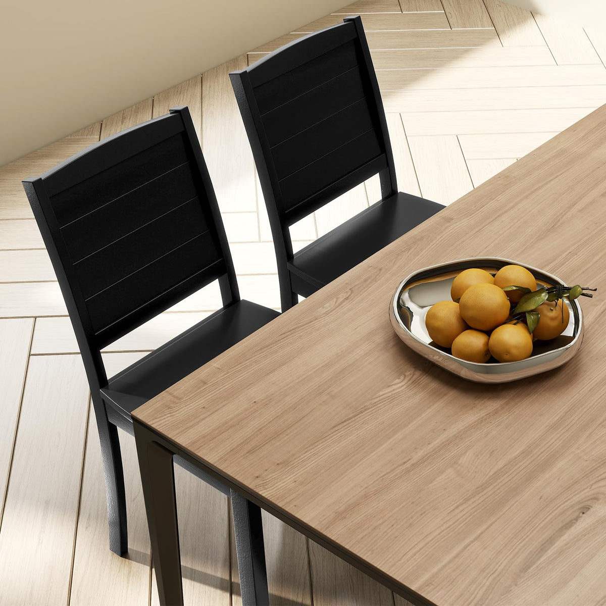 Goflame Wood Dining Chairs Set of 2/4, Modern Kitchen Chairs w/Rubber Wood Legs, Curved Backrest, Farmhouse Diner Chairs