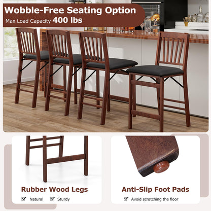 Goflame Folding Bar Stools Set, 24.5" Counter Height Bar Dining Chairs with Back