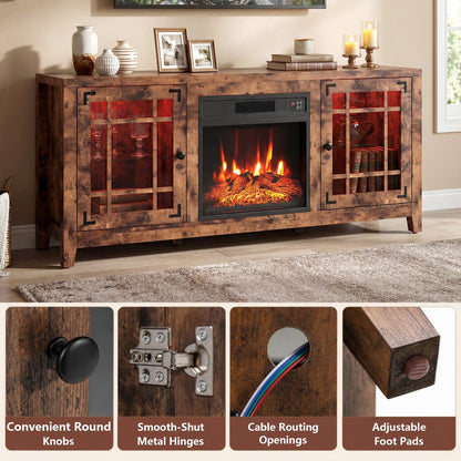 GOFLAME 58 Inch Farmhouse Electric Fireplace TV Stand
