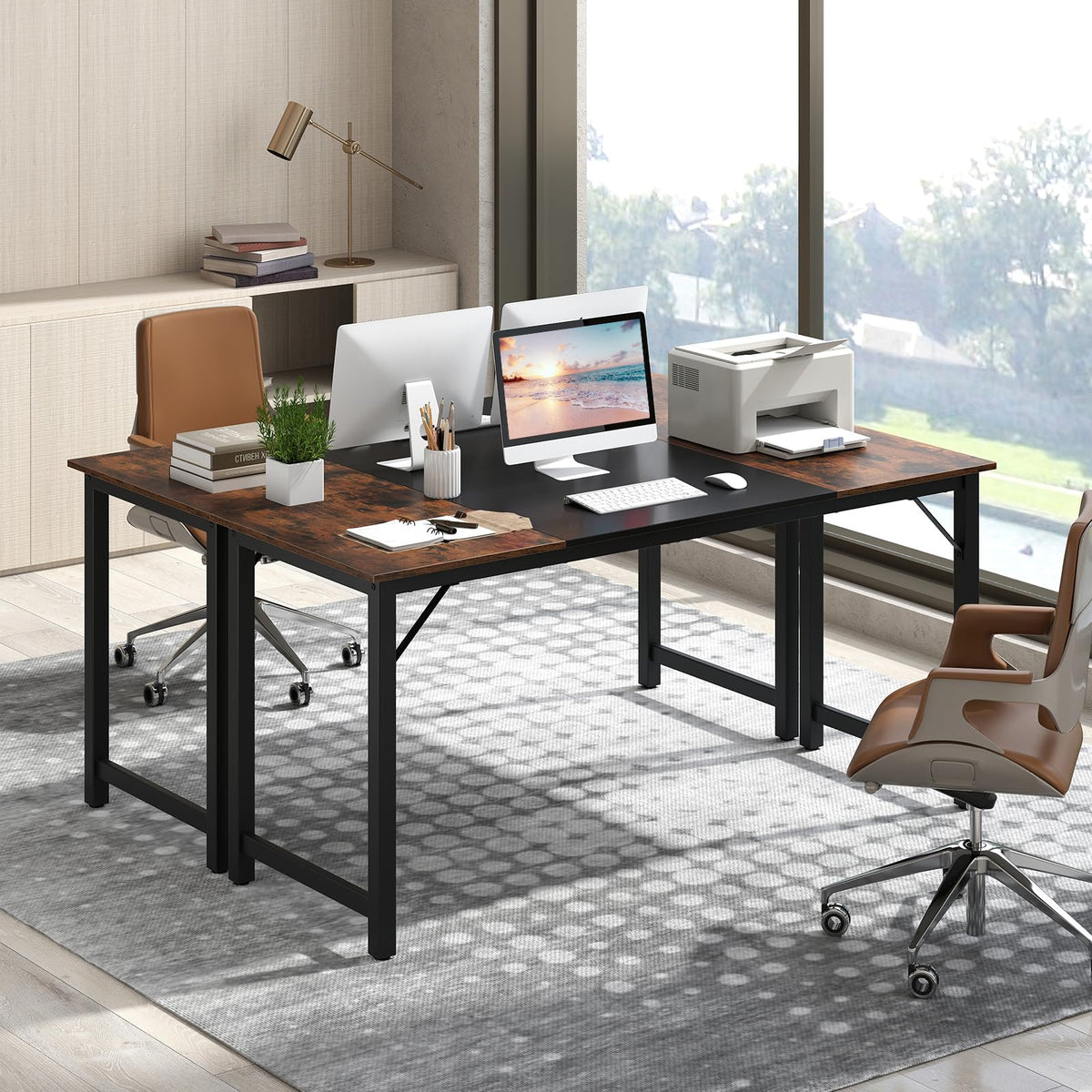 Goflame 1/2/4/6 PCS 63" x 24" Rectangular Large Meeting Room Desk