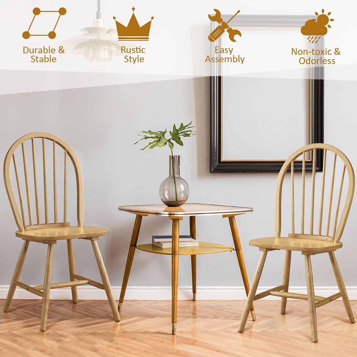 Goflame Wood Dining Chairs, French Country Armless Spindle Back Dining Chairs
