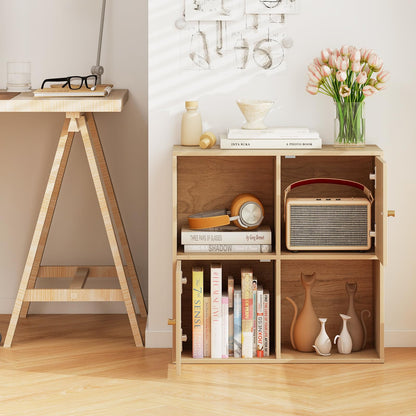 Goflame 4 Cube Bookcase | 2-Tier Freestanding Book Shelf with Open Compartments