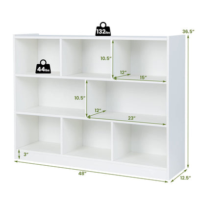 8 Cube Bookcase, Freestanding 3-Tier Open Bookshelf - Goflame