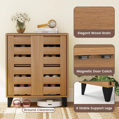 Goflame Shoe Cabinet with Louvered Doors