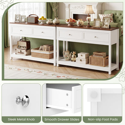 Goflame 47" Farmhouse Console Table with 2 Drawers Storage