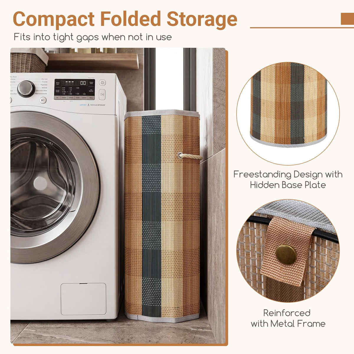 Goflame 13.2 Gal Round Bamboo Laundry Hamper with Lid