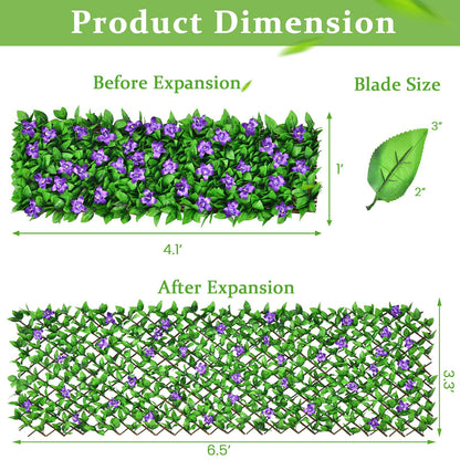Expandable Fence with Leaves, 6.5ft Privacy Screen Decorative Fake Ivy Fencing Panel