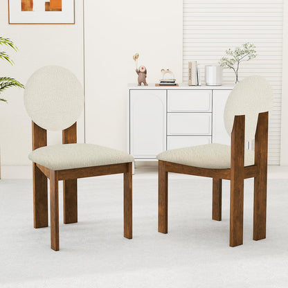 Goflame Sherpa Dining Chairs Set of 2/4 Mid Century Modern Kitchen Chairs w/Rubber Wood Legs