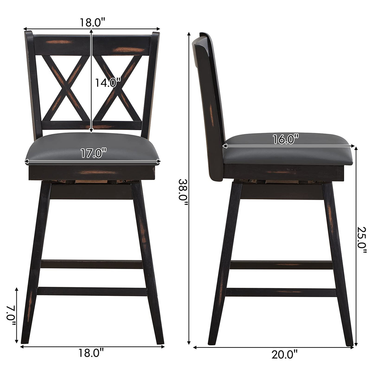 Goflame Bar Stool with Foot Rest Upholstered Cushion & Ergonomic Backrest