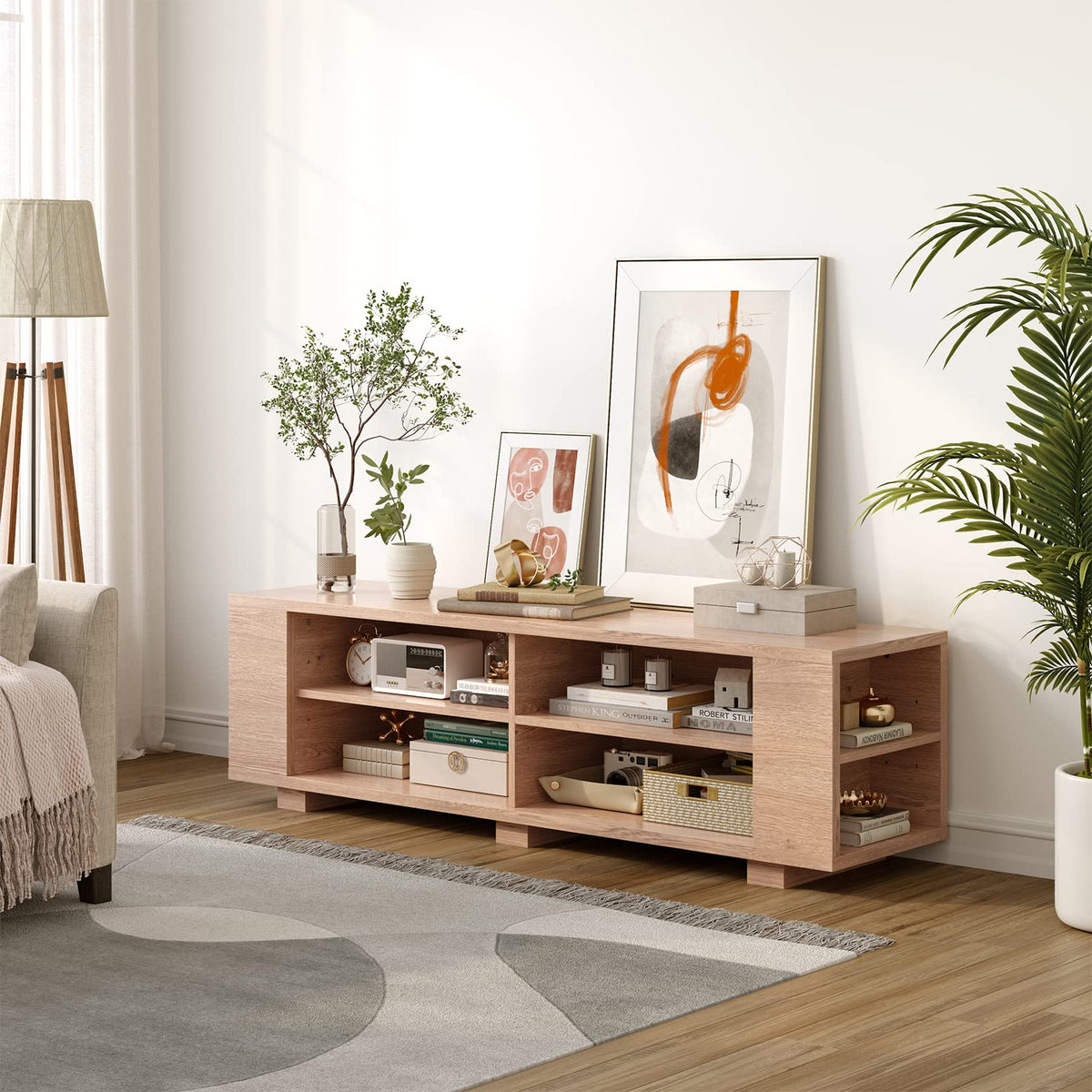 Goflame TV Stand Entertainment Center - Farmhouse Television Table up to 65 Inches TVs, 7 Colors