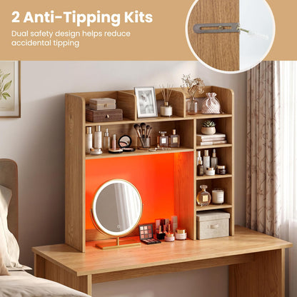 Goflame 35.5" Desktop Bookshelf with LED Lights