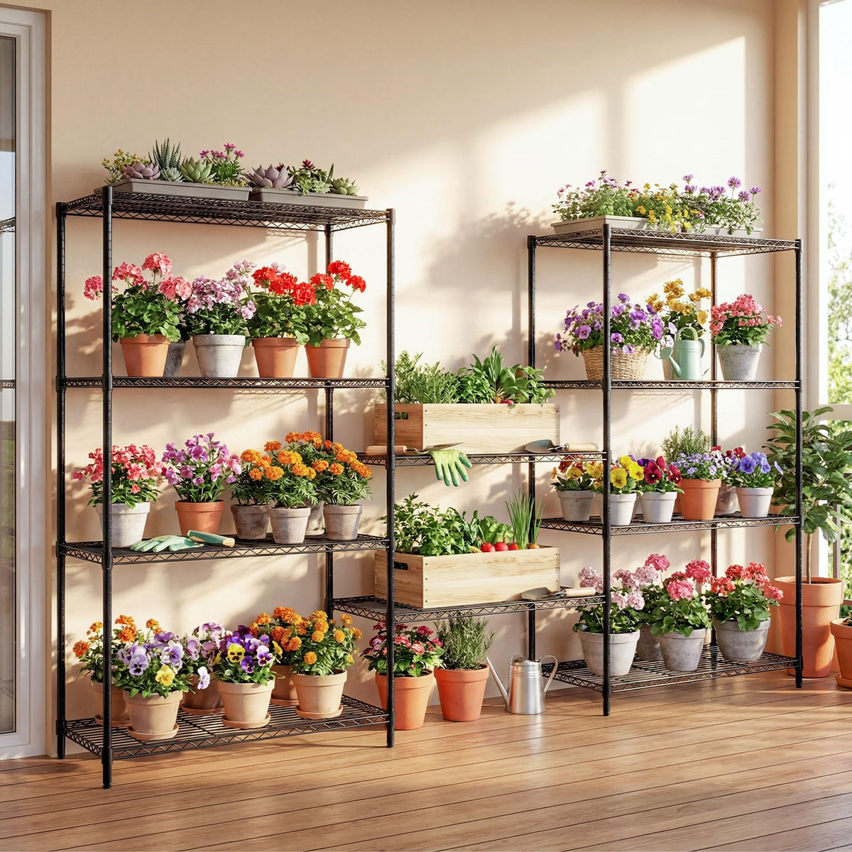 Goflame 5-Tier Metal Storage Shelving Unit with V-Shaped Wire Rack