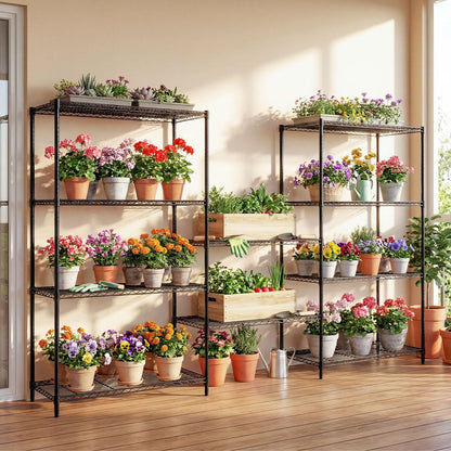 Goflame 5-Tier Metal Storage Shelving Unit with V-Shaped Wire Rack