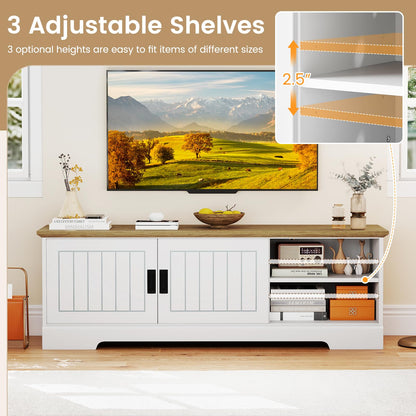 Goflame Farmhouse TV Stand for TVs up to 65" Entertainment Center with Storage Cabinets
