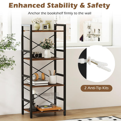 Goflame 4-Tier Bookshelf | Narrow Freestanding Display Shelf with Metal Frame (1/2)