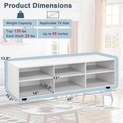 Goflame TV Stand with Cube Storage - TV Console Cabinet w/ 6 Open Compartments
