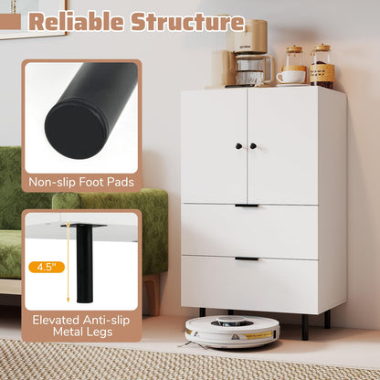 Goflame 2-Door Narrow Storage Sideboard Buffet Cabinet with Drawers