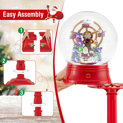 Goflame 5 Ft Christmas Snow Globe Lantern ( Snowing Santa with Ferris Wheel )