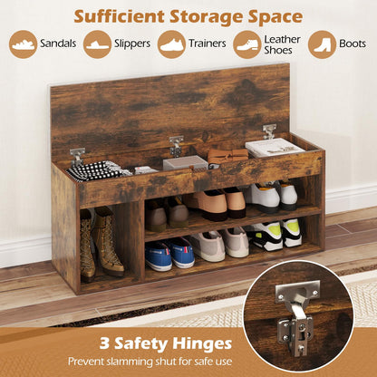 Goflame 3 Tier Shoe Rack Organizer with Flip Top Storage and Padded Seat Cushion