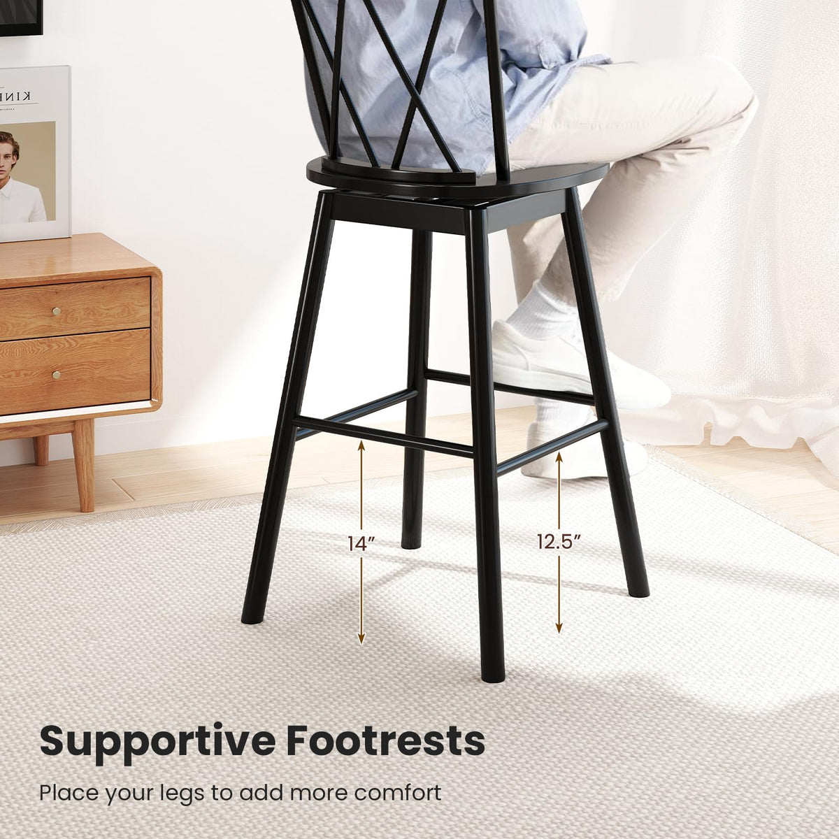 Goflame Windsor Bar Stools Set of 2/4(29"/24")