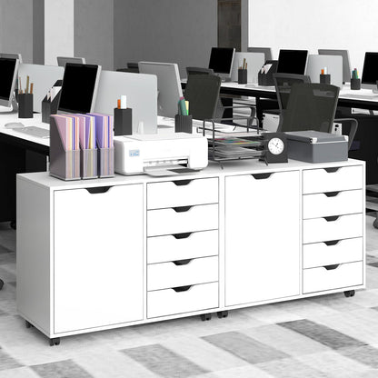 Goflame Lateral File Cabinet with Shelves - 5 Drawer Office Cabinet, White