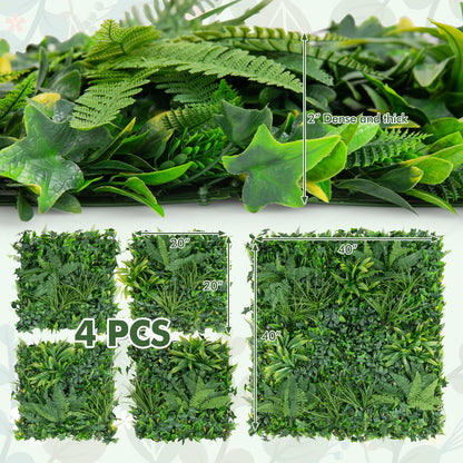 Goflame Grass Wall Panels Backdrop - 4 PCS 20"x20" Artificial Tropical Boxwood Panels