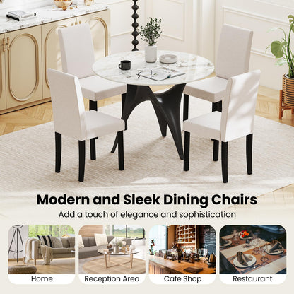 Goflame Upholstered Dining Chair Set of 2/4 Mid Century Modern Fabric Kitchen Chairs with Thick Padded Seat